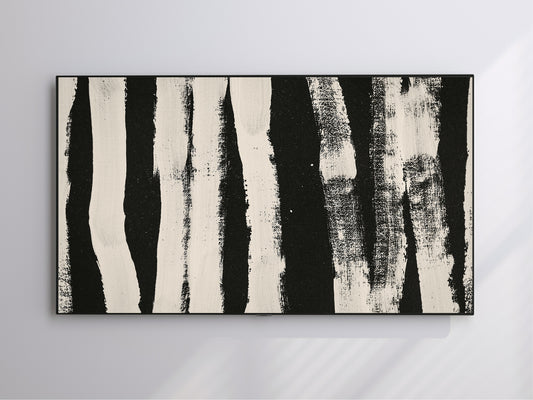 Modern Abstract Frame TV Art | Black & Cream Lines | Digital Download 4K High Resolution