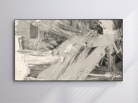 Modern Abstract Frame TV Art | Cream Brush Strokes | Digital Download 4K High Resolution