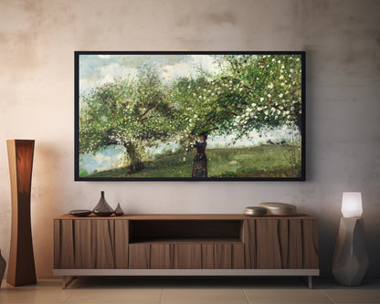 Girl Picking Apple Blossoms | Winslow Homer Inspired Frame TV Art | Digital Download 4K High Resolution