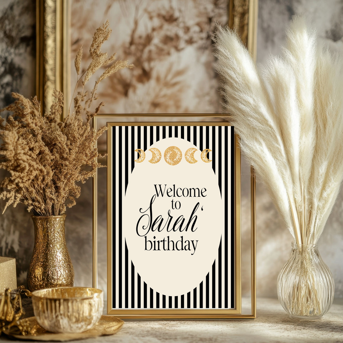 Black Celestial Birthday Custom Sign - welcome sign design example, image 4