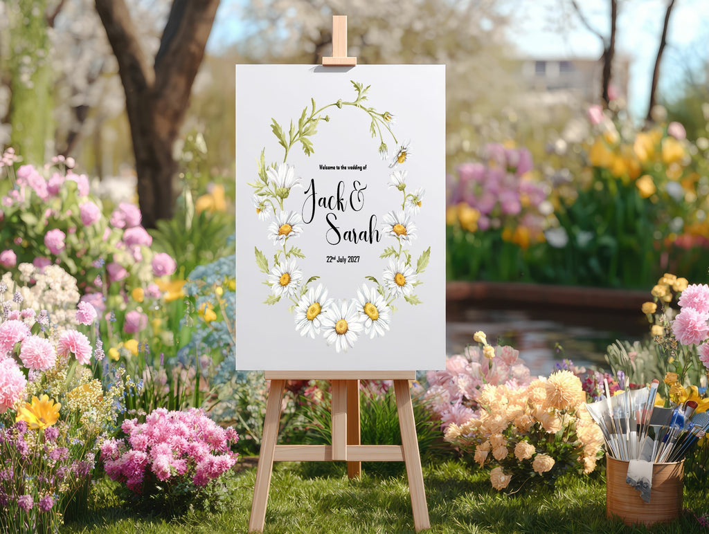Daisy Flower Wedding Welcome Sign