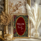 Victorian Winter Christmas Wedding Welcome Sign | Dark Romantic Floral