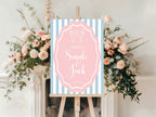 Lobster Party Wedding Welcome Sign | Pink & Blue