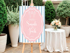Lobster Party Wedding Welcome Sign | Pink & Blue
