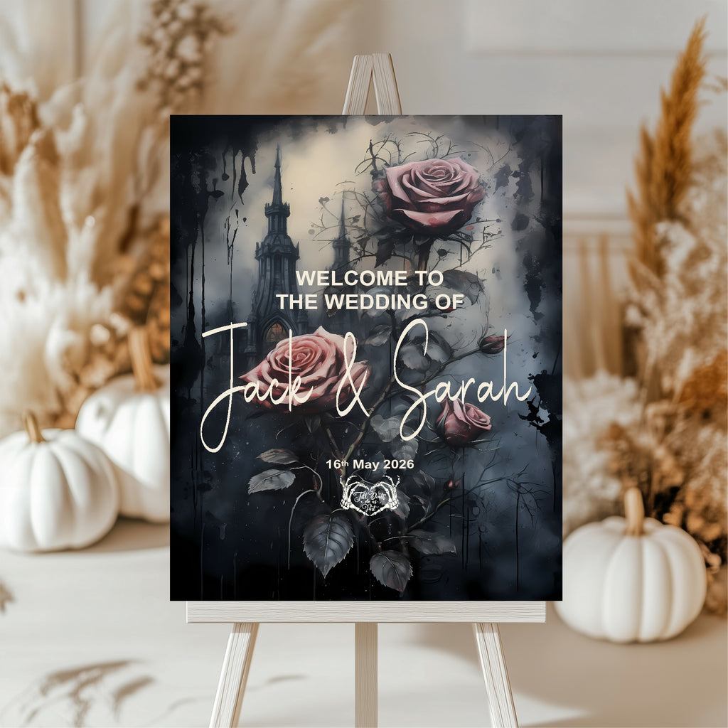 Gothic Floral Castle Welcome To Our Wedding Party Sign