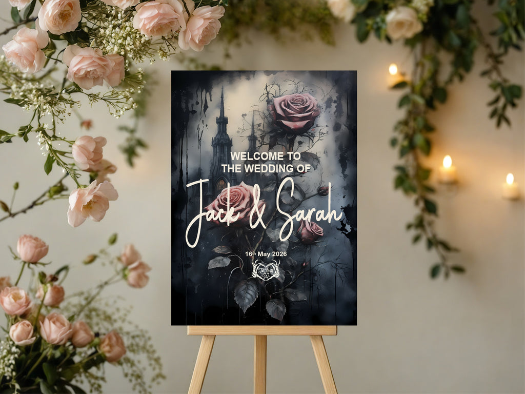 Gothic Floral Castle Welcome To Our Wedding Party Sign