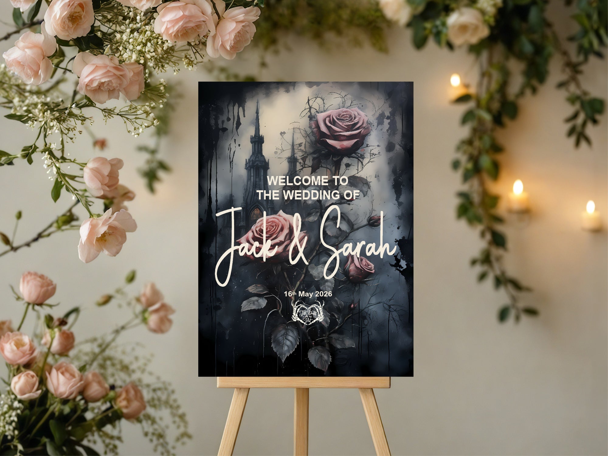 Gothic Floral Castle Welcome To Our Wedding Party Sign