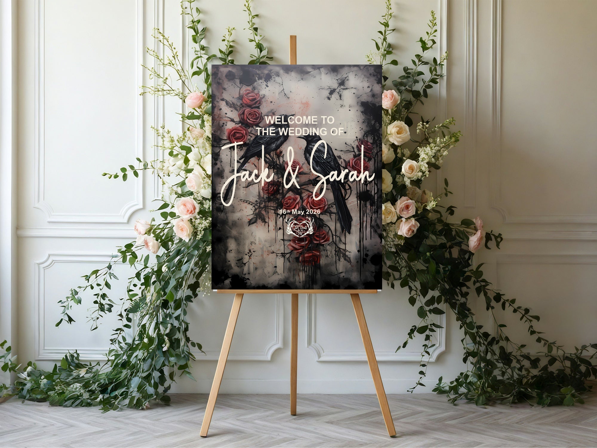 Gothic Raven Birds Welcome To Our Wedding Party Sign