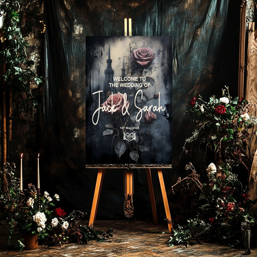 Gothic Floral Castle Welcome To Our Wedding Party Sign