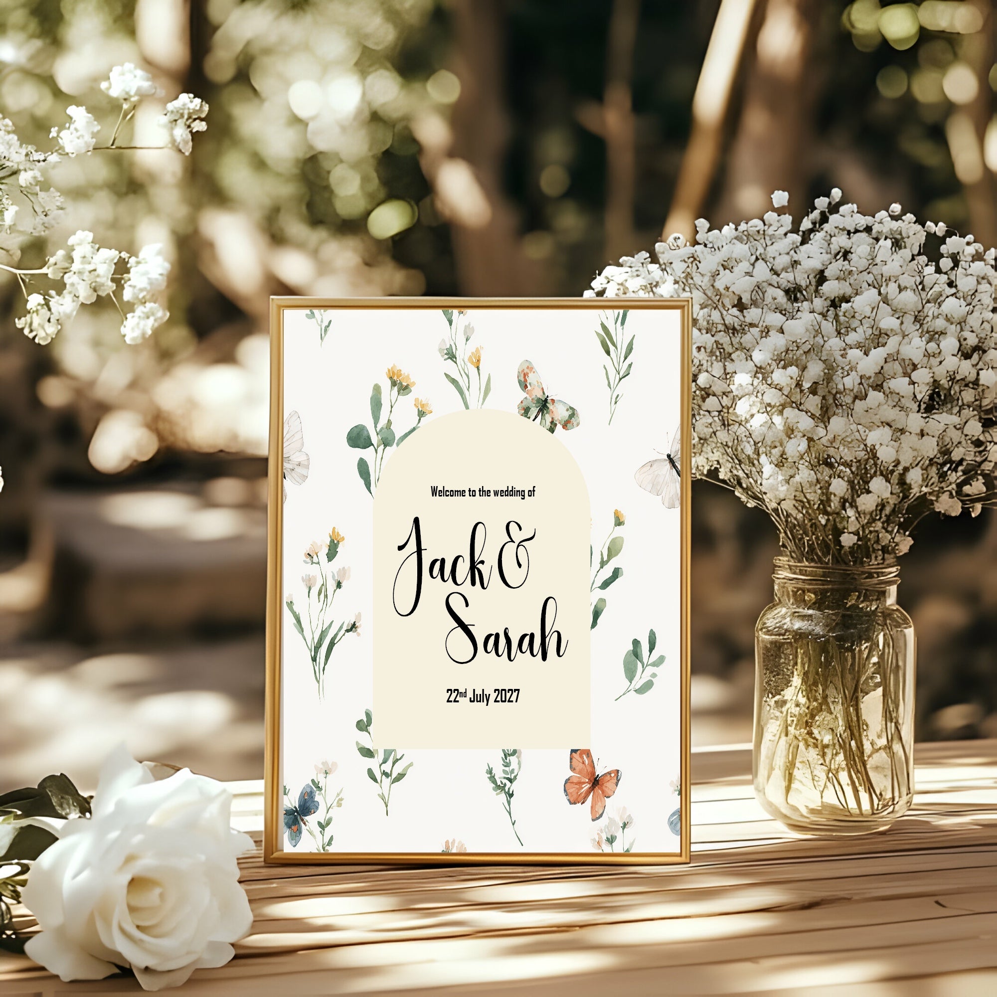Spring Wild Flowers Wedding Welcome Sign