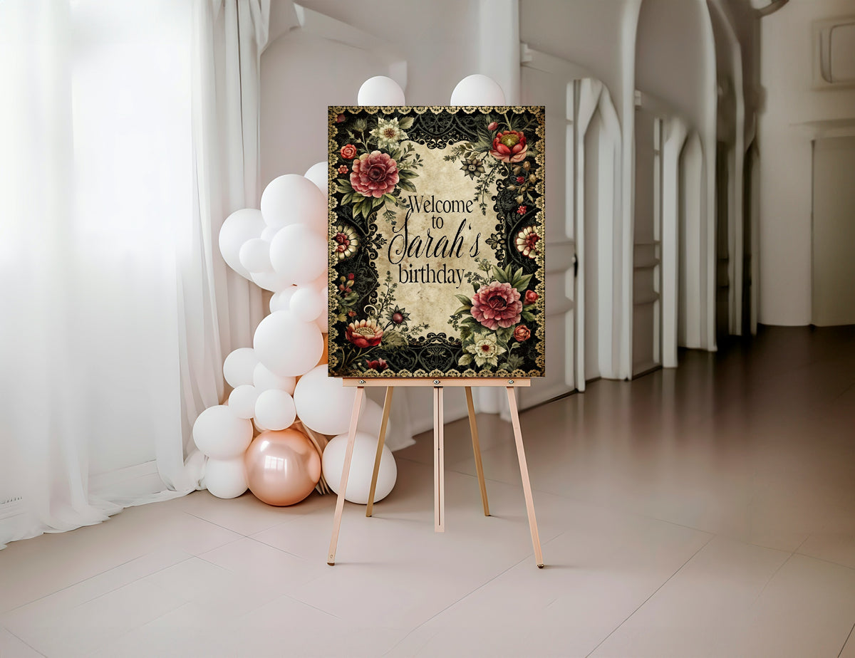 Gothic Floral Birthday Welcome Sign product photograph 3