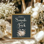Dark Boho Rose Wedding Welcome Sign