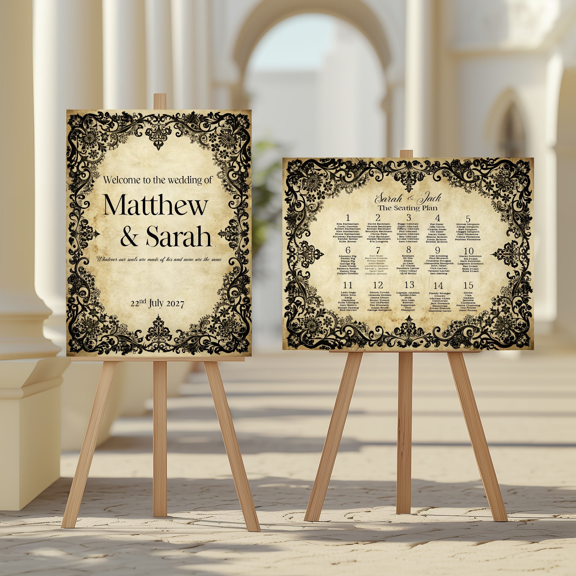 Black Lace Essentials Wedding Signage Bundle