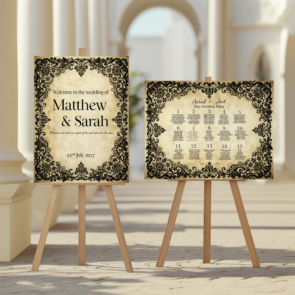 Black Lace Personalised Wedding Keepsake Print