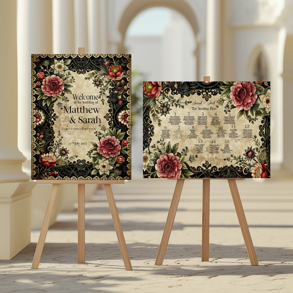 Gothic Floral Wedding Invitation Suite Bundle