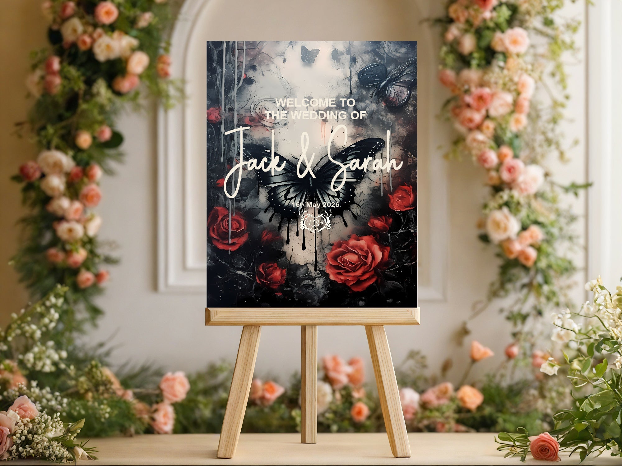 Gothic Butterflies Welcome To Our Wedding Party Sign