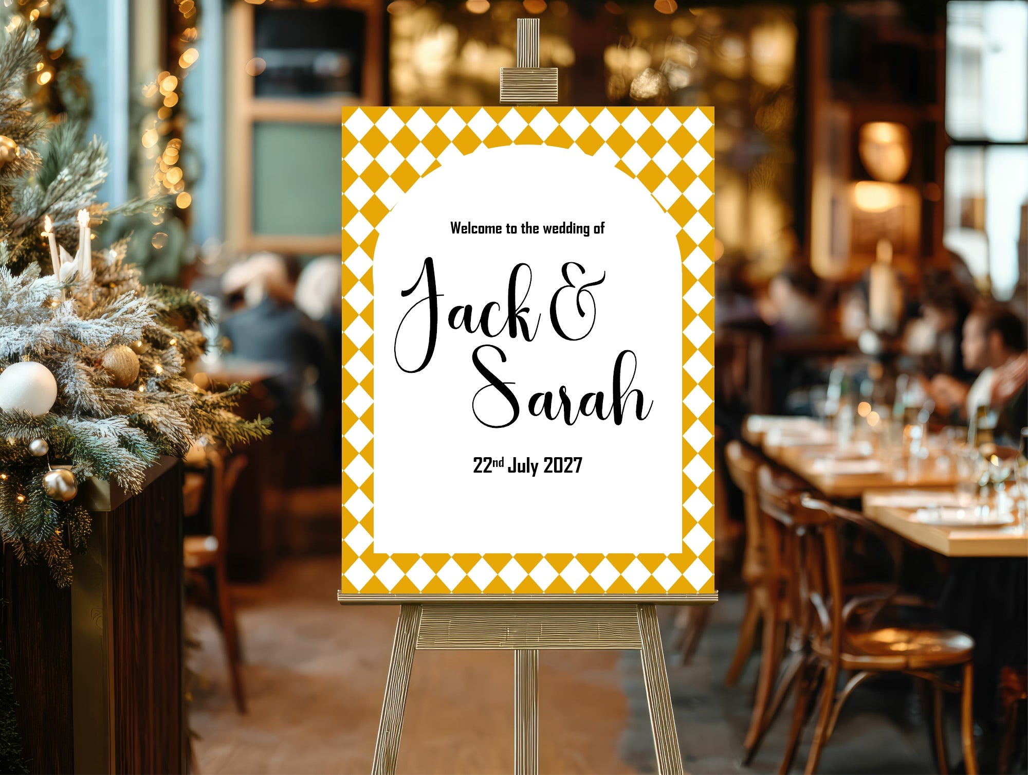 Harlequin Diamond Wedding Welcome Sign | Multiple Colour Options