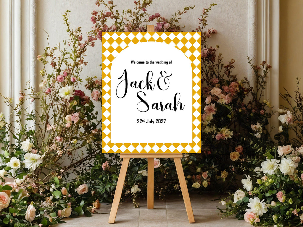 Harlequin Diamond Wedding Welcome Sign | Multiple Colour Options