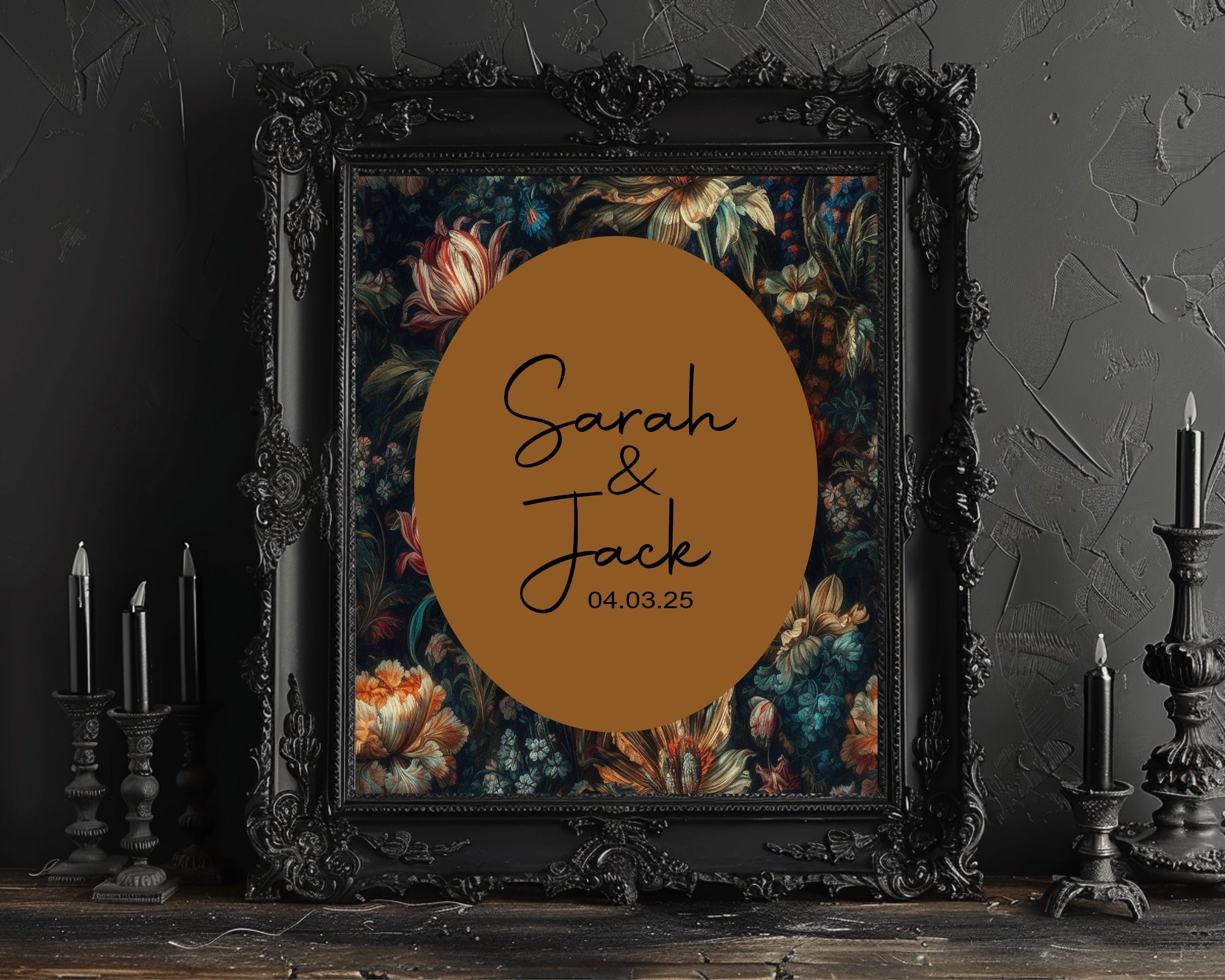 Moody Floral Wedding Thank You Sign