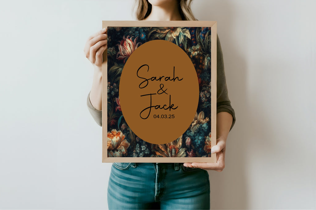 Moody Floral Wedding Thank You Sign