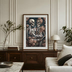 Gothic Skeleton Couple personalised Forever wedding keepsake print, alternative mock-up