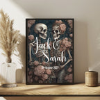 Gothic Skeleton Couple personalised Forever wedding keepsake print, featured mock-up
