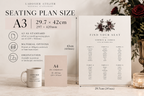 A3 seating plan size guide, 297 by 420mm, cardstock and 5mm foam board options