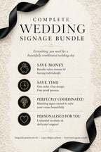 Complete wedding signage bundle benefits: coordinated signs, personalised designs, one order and proof process