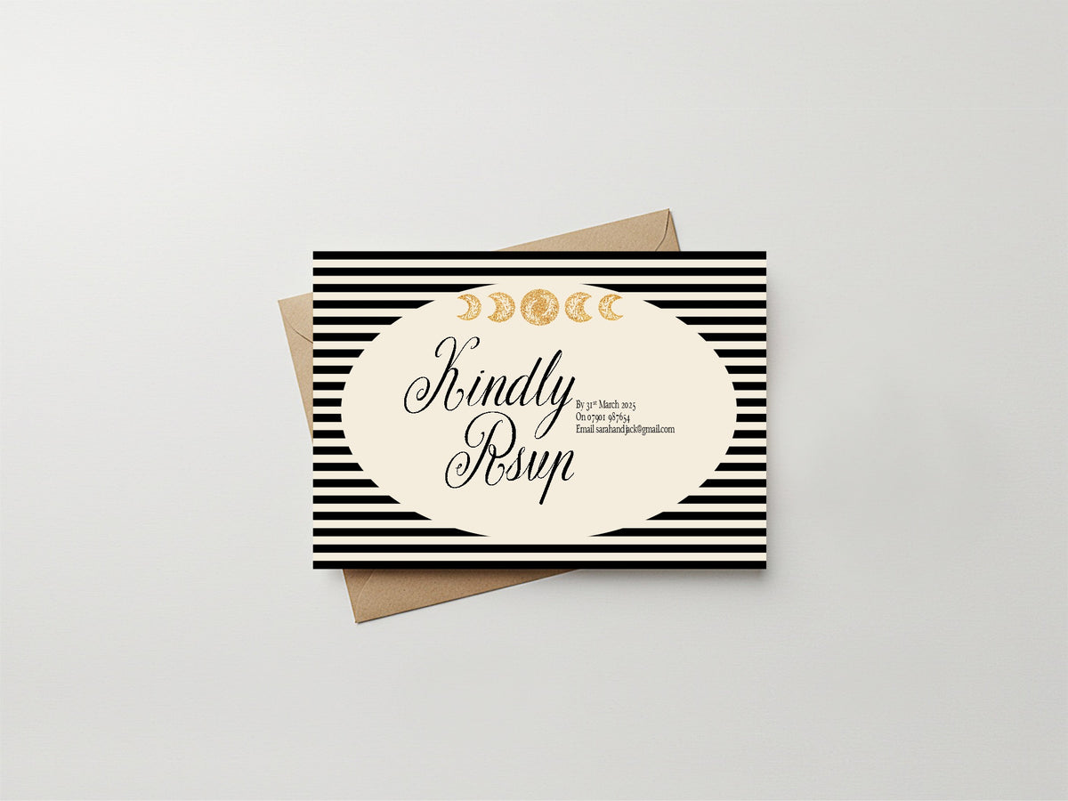 Black Celestial A6 RSVP wedding card