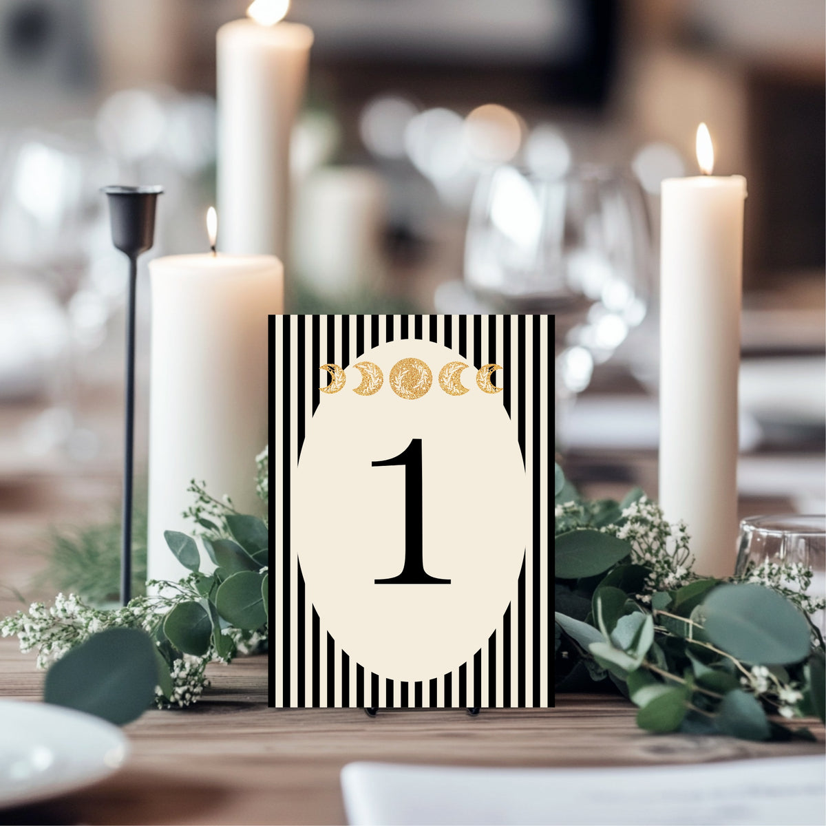 Black Celestial wedding table names and numbers