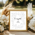 Black & White Floral Wedding Confetti Sign