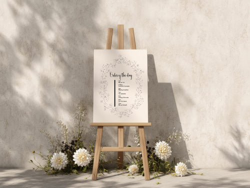 Black & White Floral Wedding Order of the Day Sign – order of the day sign, image 2