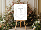 Black & White Floral Wedding Order of Service Sign