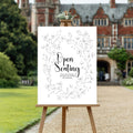 Black & White Floral Wedding Open Seating Sign