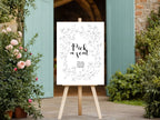 Black & White Floral Wedding Pick a Seat Sign