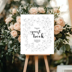 Black & White Floral Wedding Guest Book Sign