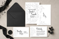 Black & White Floral Wedding Invitation Suite