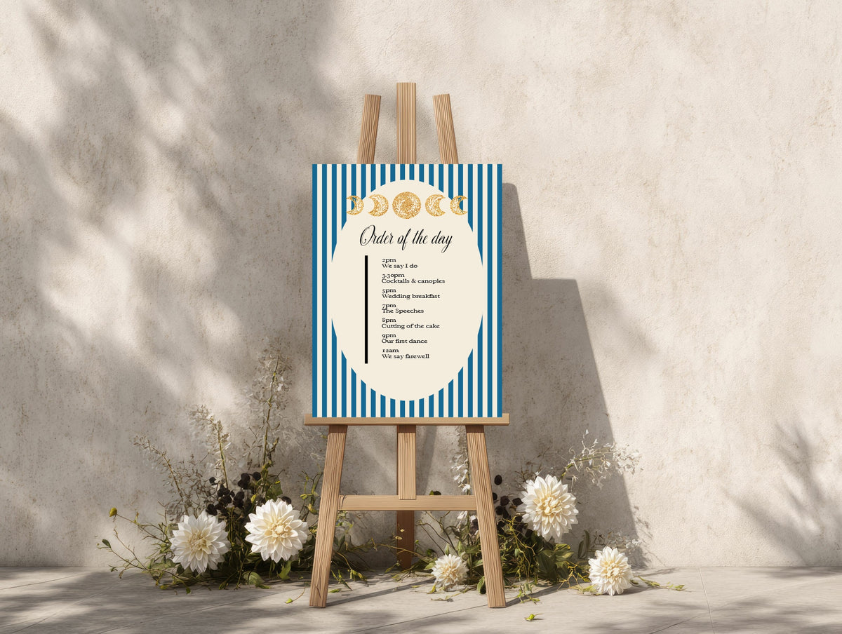 Blue Celestial Wedding Order of the Day Sign | Personalised – 17. Order of the day 2