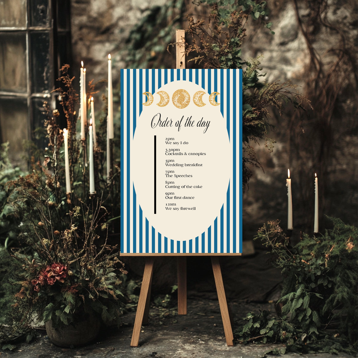 Blue Celestial Wedding Order of the Day Sign | Personalised – 17. Order of the day