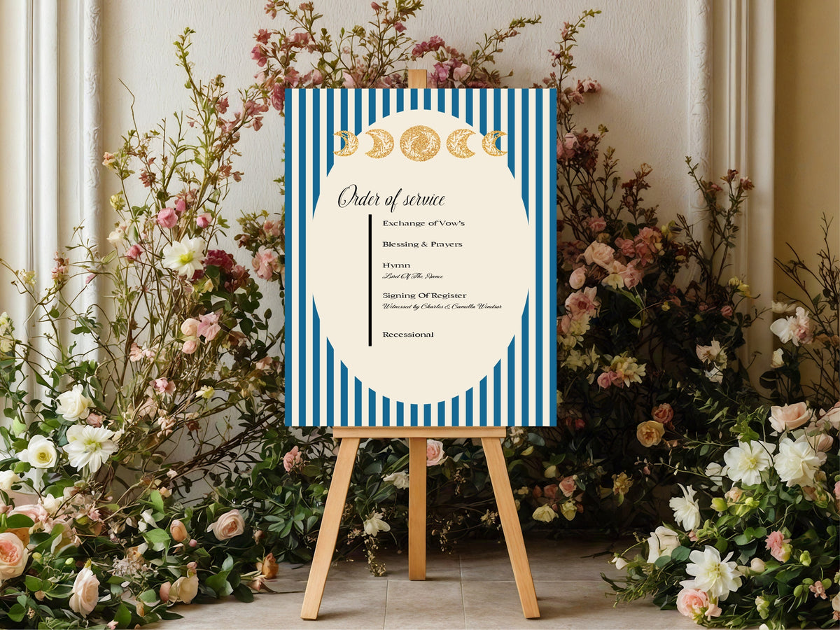 Blue Celestial Wedding Order of Service Sign – 18. Order of service 2