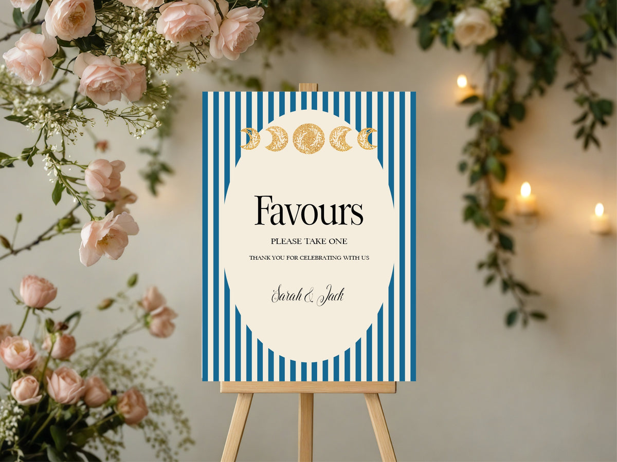 Blue Celestial Wedding Favours Sign | Personalised – 4. Favours 2