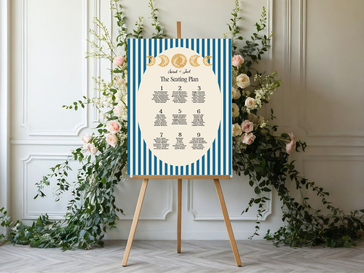 Blue Celestial Wedding Seating Plan | Personalised – 5. Table Plan c