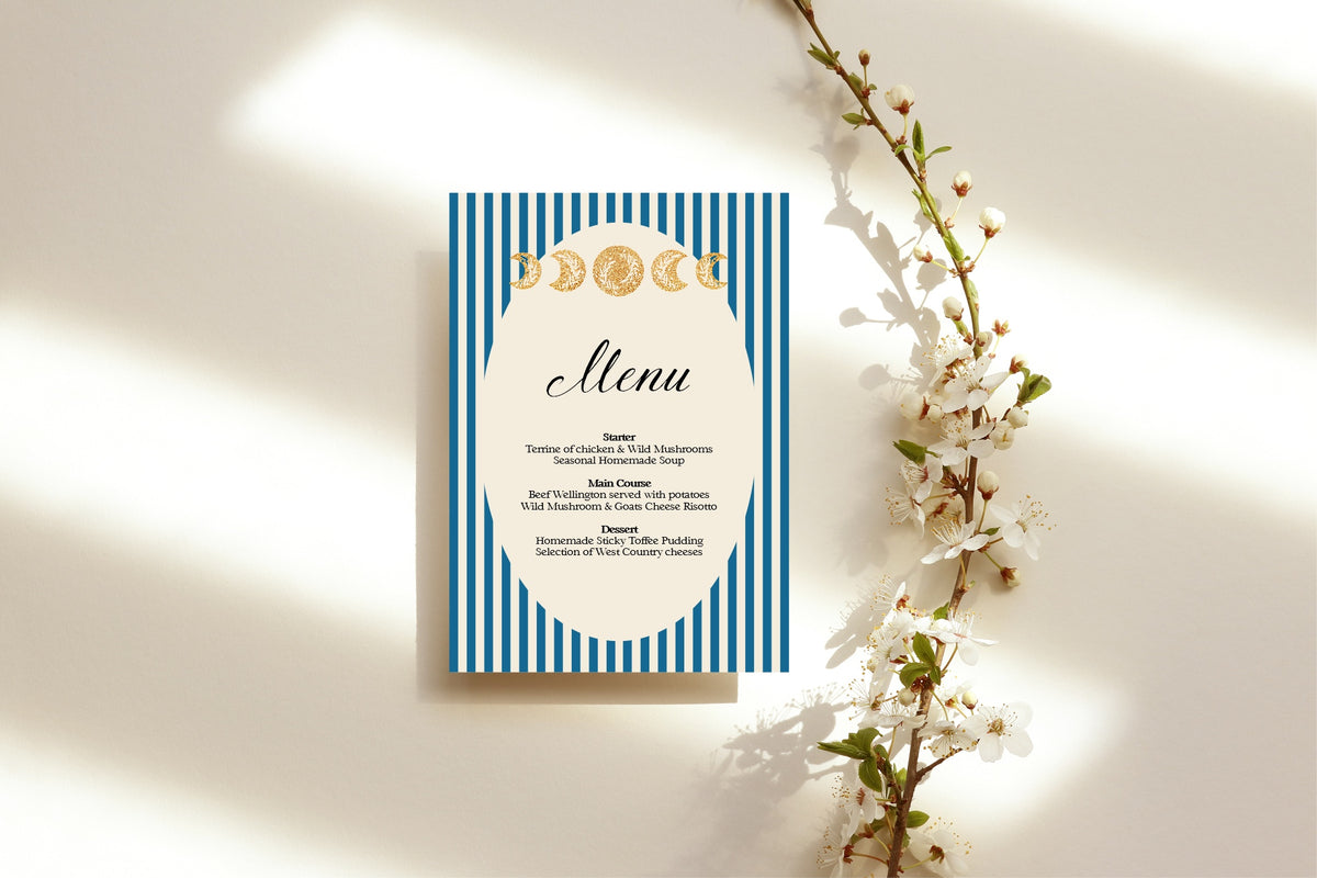 Blue Celestial Wedding Menu Signs – 8. Menu 3