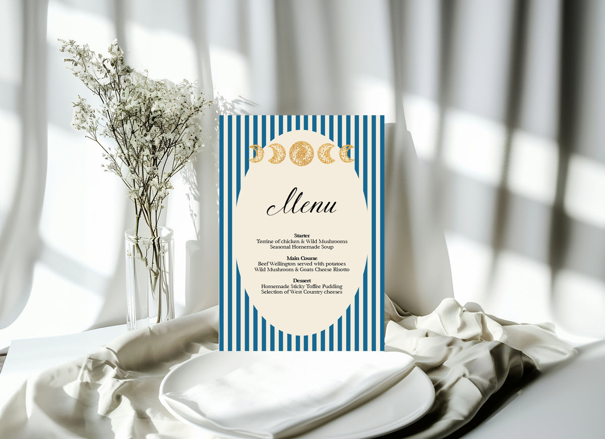 Blue Celestial Wedding Menu Signs – 8. Menu