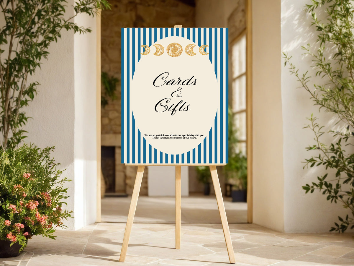 Blue Celestial Wedding Cards & Gifts Sign – 9. Cards & gifts