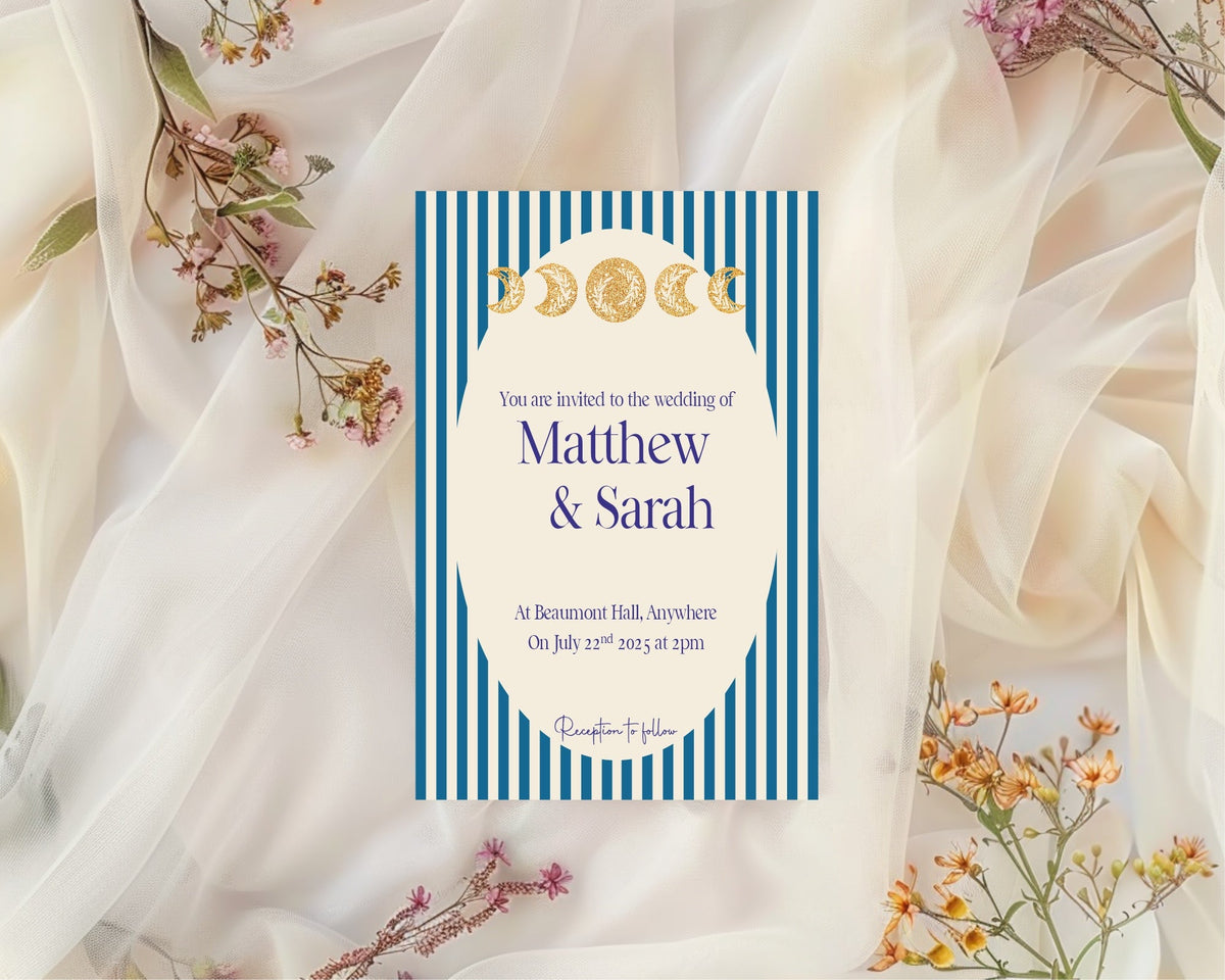 Blue Celestial Wedding Invitations – wedding invitation design, image 6