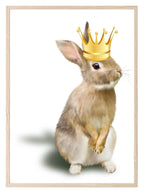 Bunny Rabbit With Gold Crown Print | Animal Wall Art - Larosier Prints