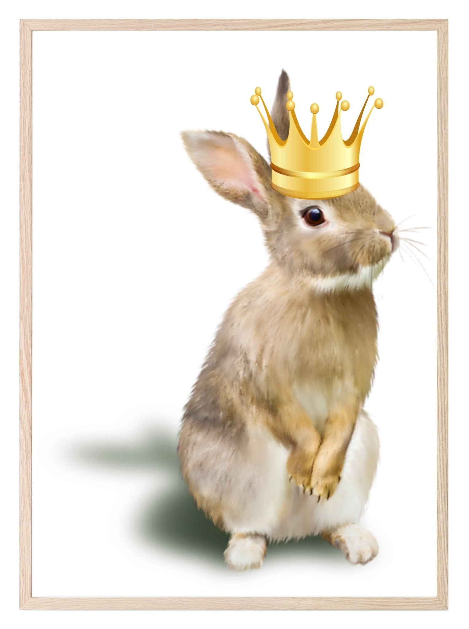 Bunny Rabbit With Gold Crown Print | Animal Wall Art