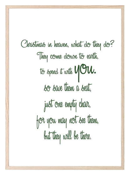 Christmas In Heaven Print | Remembering Loved Ones Wall Art | Customisable