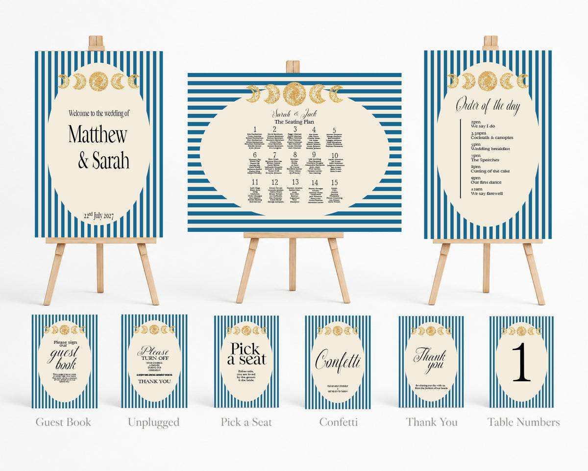 Blue Celestial complete wedding signage bundle